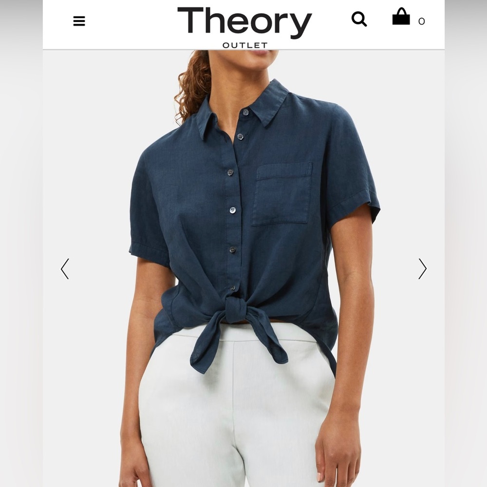 Theory tie front linen shirt